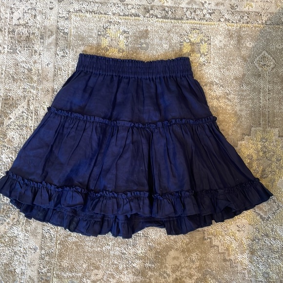 Hill House Navy Linen Tiered Paz Mini Skirt - Picture 2 of 9